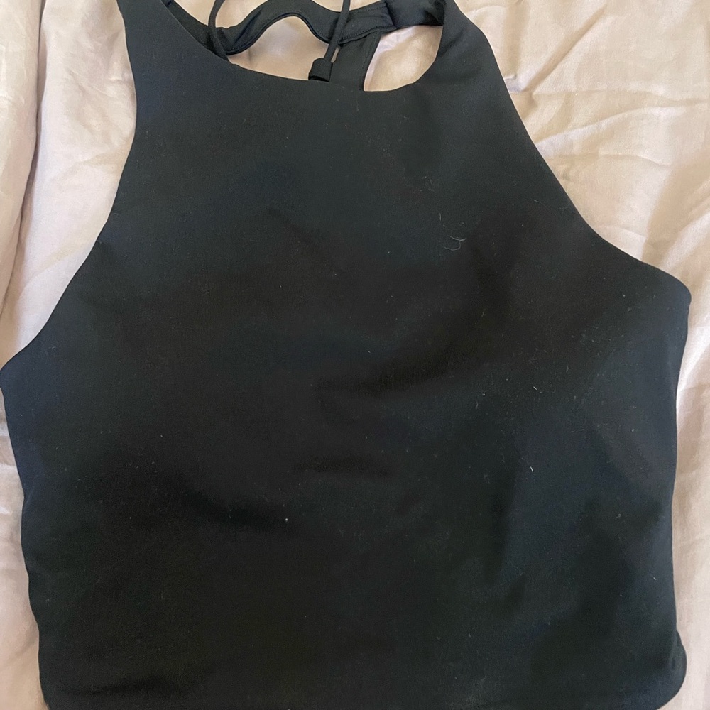 ALO Yoga Black Crop Cut Out Tank Top